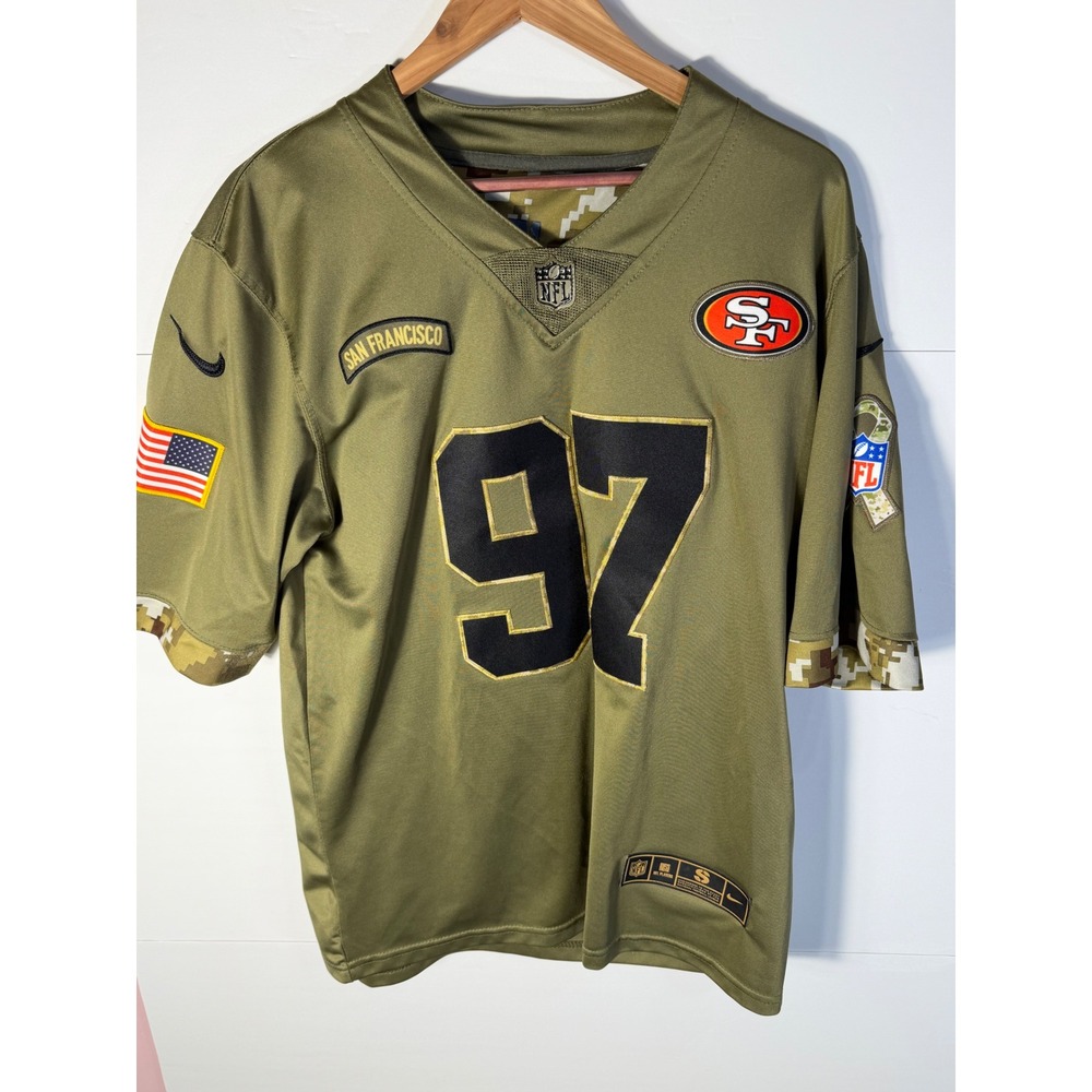 Nike San Francisco 49ers Nick Bosa 97 Salute to Service Jersey Mens Small Olive